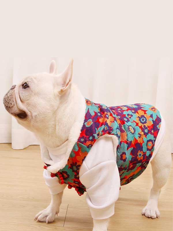 GMTPET French fighting clothes annual clothes vest French fighting bag fat dog big red auspicious cloud cheongsam vest 107-222034
