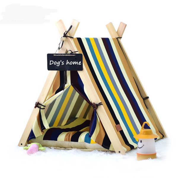 Teepee Tent Kennel:Puppy Striped Portable Pet Dog House Bed 06-0951 Pet Tents: Pet Teepee Bed House Folding Dog Cat Tents Dog Tent outdoor pet tent