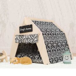 Waterproof Dog Tent: OEM 100% Cotton Canvas Pet Teepee Tent Colorful Wave Collapsible 06-0963 petclothesfactory.com