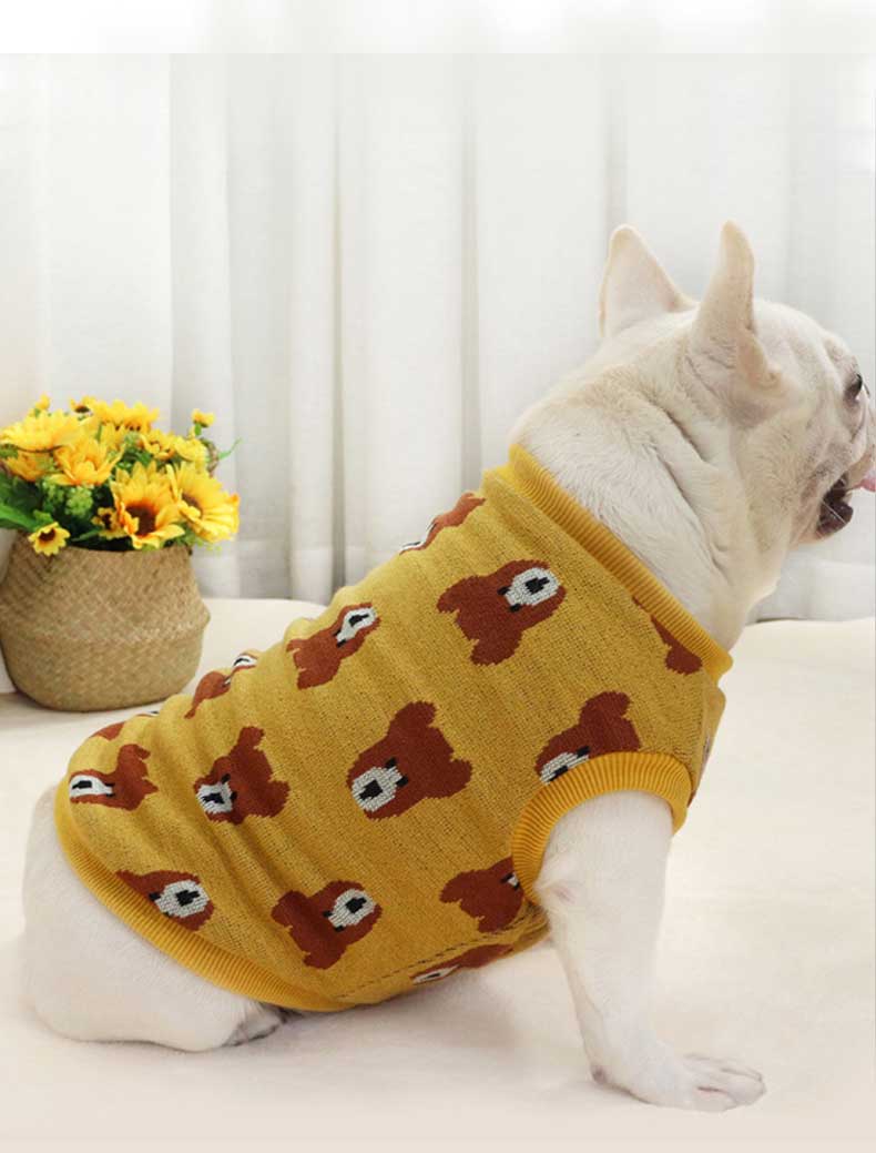 GMTPET Autumn and winter thickened dog clothes bear jacquard fat dog short body bulldog clothes thickened method bucket plus velvet vest 107-222022 petclothesfactory.com