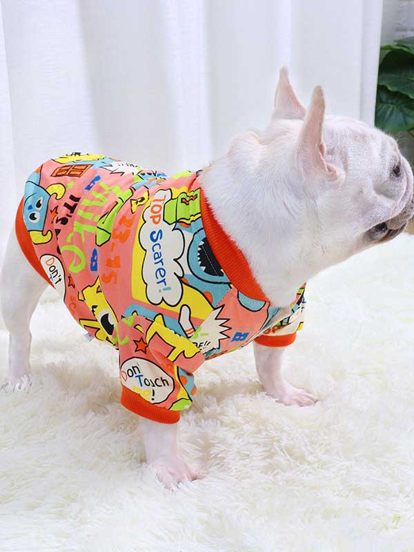 GMTPET Cartoon Pug Dog Bulldog Fat Dog Thickened Winter Warm Open Buckle With Elastic Method Fighting Autumn and Winter Plus Velvet Sweater 107-222036 Dog Clothes: Shirts, Sweaters & Jackets Apparel 107-222036