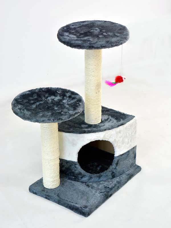 Double-layer sisal flannel two-color cat climbing cat room platform mouse toy kitten tree Cat House: Wooden Pet Tree House Furniture