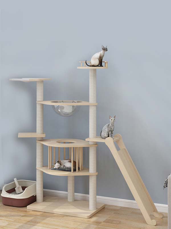 Wholesale pine solid wood multilayer board cat tree cat tower cat climbing frame 105-212 petclothesfactory.com