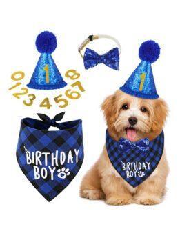 Pet party decoration set dog birthday scarf hat bow tie dog birthday decoration supplies 118-37011 petclothesfactory.com