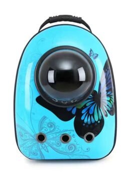 Blue butterfly upgraded side opening pet cat backpack 103-45017 www.petclothesfactory.com