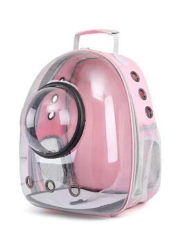 Transparent pink pet cat backpack with hood 103-45032 petclothesfactory.com