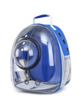 Transparent blue pet cat backpack with hood 103-45033 petclothesfactory.com
