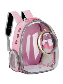Transparent Gold Ring Pink Pet Cat Backpack 103-45046 petclothesfactory.com