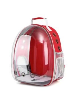 Transparent red pet cat backpack with side opening 103-45052 petclothesfactory.com