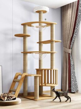 Tree Cats Climbing Frame 170CM 66.98 IN MDF Board with 6.5cm Pillar