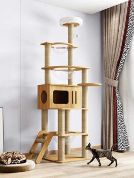 Cat Climbing Tree at Climbing Tree 175CM 68.95 IN MDF Board with 6.5cm Pillar