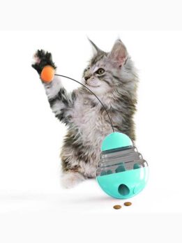 Adjustable Cat Treat Ball Toy with Teaser Rod - EN71 Certified